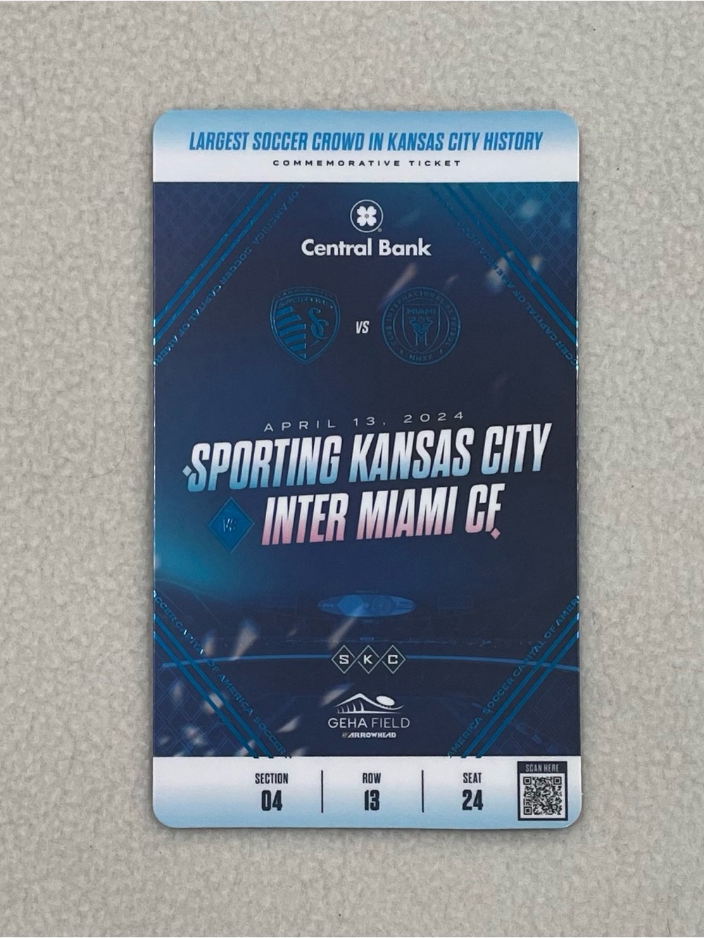 Sporting Kansas City vs Inter Miami CF Commemorative Ticket - Blue/Pink